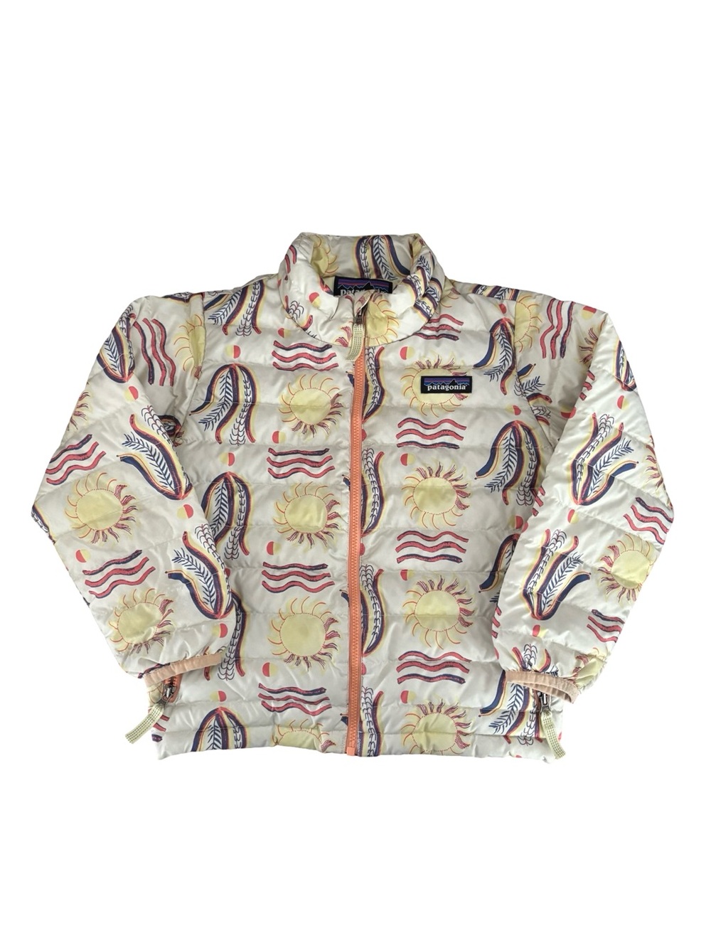 Patagonia Kids hi-loft down sweater Hobson birch white suns 4T